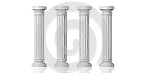 3d rendering four white marble pillars