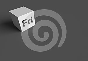 3D RENDERING OF `Fri` ABBREVIATION OF FRIDAY