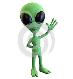 Green Cartoon Alien Waving photo