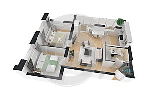 3d rendering of furnished home apartment photo