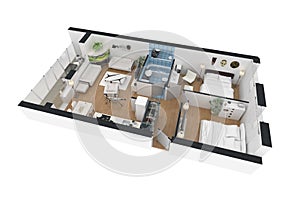 3d rendering of furnished home apartment photo