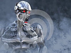 3D rendering of a futuristic mech soldier. photo