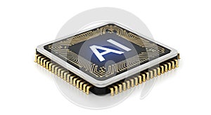 Artificial Intelligence AI Processor Chip on White Background