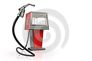 3d rendering of the gas pistol with a red retro gasoline dispenser pumps isolated on white background with clipping paths.