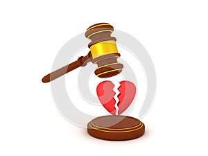 3D Rendering of gavel breaking heart