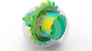 3D rendering - geared assembly finite element analysis photo