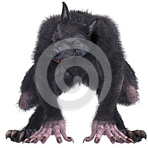 3d-illustration of an isolated giant fantasy werewolf creature photo