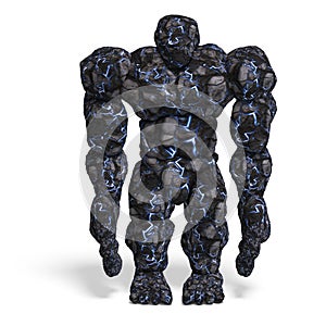 3d-illustration of an isolated giant fantasy stone golem creature