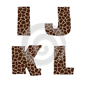 Giraffe fur alphabet - letters I-L