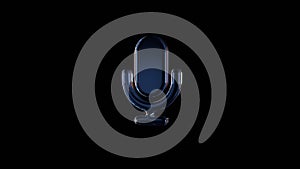 3d rendering glass symbol of microphone isolated on black with reflection