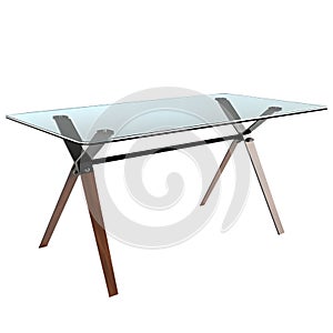 3D Rendering of a Glass Table on Transparent Background - Ai Generated