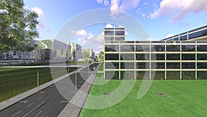 3D rendering of the glass wall buildings