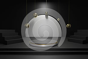 3d rendering of glossy luxury podium