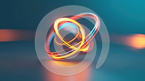 A 3D rendering of a glowing, abstract ring-like structure.