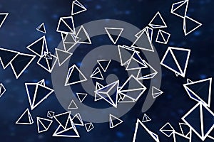 3d rendering, glowing triangle cube with dark background