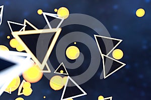 3d rendering, glowing triangle cube with dark background