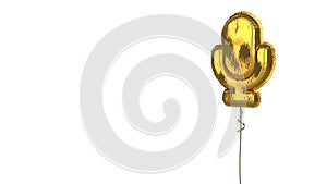 gold balloon symbol of microphone on white background photo