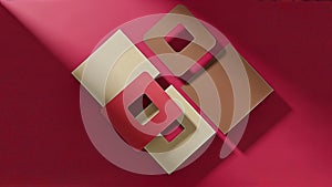 3D rendering of gold blocks on red