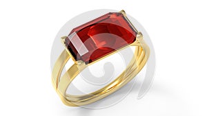 3D rendering golden ruby ring