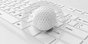 3d rendering golf ball on a keyboard