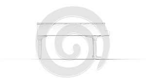 3D rendering of a grand piano isolated in white background