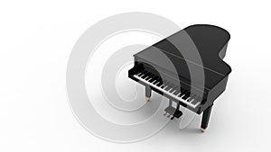 3D rendering of a grand piano isolated in white background