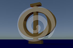3D rendering of a greek capital PHI letter