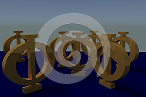 3D rendering of a greek capital PHI letter