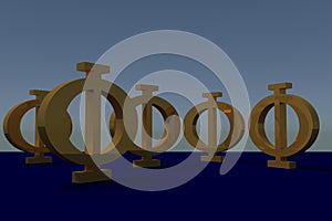 3D rendering of a greek capital PHI letter