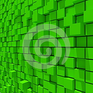 3d rendering of green cubic random level background. photo