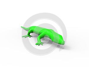 3d rendering of a green lizard isolated in white studio background