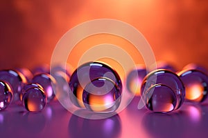 3d rendering of a group of glass spheres on a red background