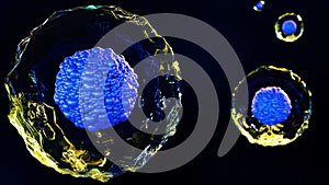 3d rendering of a group of scattered stem cells,