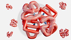 Hemoglobin structure composed of four subunits containing a heme group