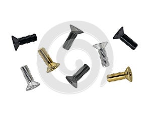 3D RENDERING, hexagon socket head screws isolated on white background