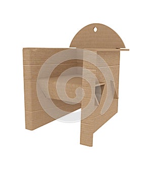 3D rendering - High resolution image of Chair corrugated cardboard isolated on white background, high quality details
