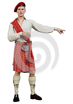 3D Rendering Highlander on White