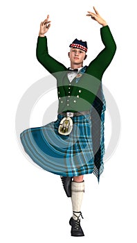 3D Rendering Highlander on White