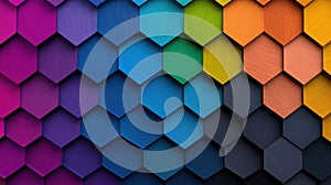 A 3D rendering of a honeycomb pattern in various colors.