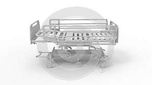 3D rendering of a hospital bed isolated in empty space background.