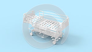3D rendering of a hospital bed isolated in empty space background.