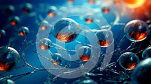 3d rendering of Human cell or Embryonic stem cell microscope background