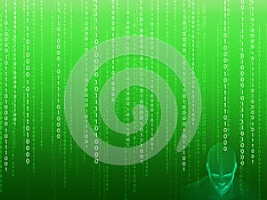 3D rendering of Human head with binary code