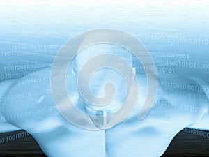 3D rendering of Human head with binary code