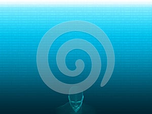 3D rendering of Human head with binary code