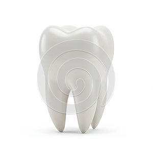 A 3D rendering of a human molar tooth on a white background. The tooth is depicted