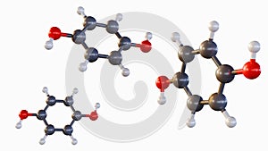3d rendering of Hydroquinone molecules
