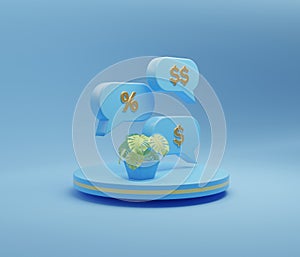 3D rendering icon set dollar bubble isolated 3d render illustration