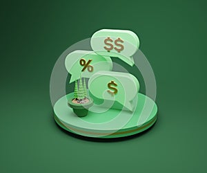 3D rendering icon set dollar bubble isolated 3d render illustration