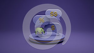 3D rendering icon set dollar bubble isolated 3d render illustration